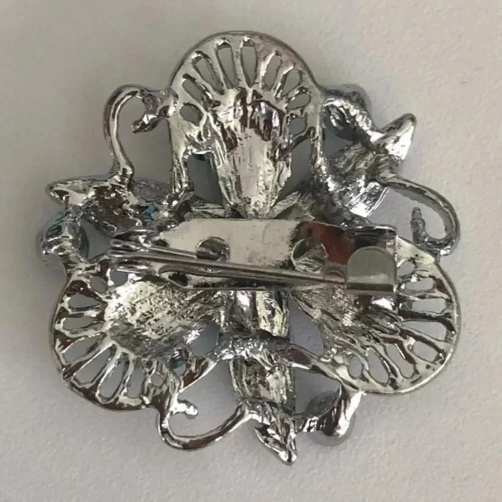 3 for $25/ Elegant Blue Gemstone Silver Sweater Brooch Lapel Pin 3 NWT